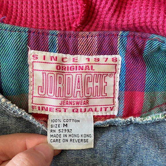 Rare Vintage Jordache Medium Denim with Colorful Plaid Accents Button Up Jacket - Picture 10 of 10